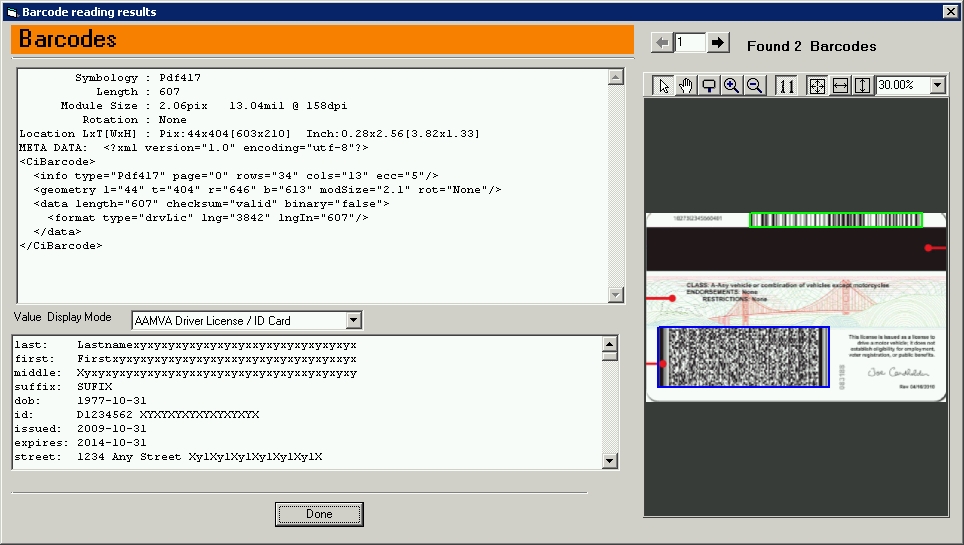 Drivers license barcode generator